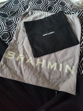Saint Laurent Black Drawstring Dust Bag with Gray Brahmin Dust Bag